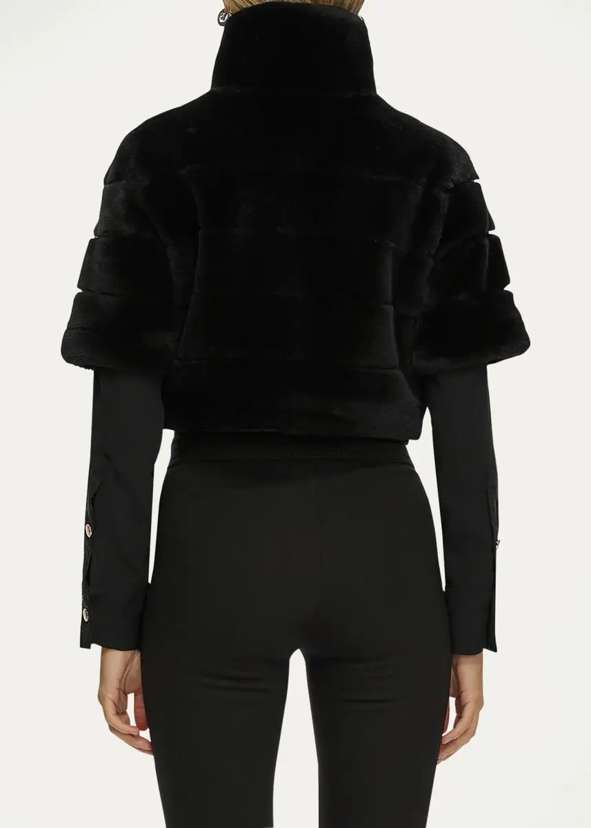 Gorski Reversible Lamb Shearling Bolero Jacket With Cropped Sleeves | Thumbnail 3 Gorski Reversible Lamb Shearling Bolero Jacket With Cropped Sleeves | Thumbnail 3