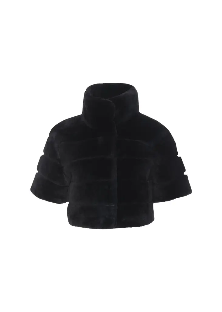 Gorski Reversible Lamb Shearling Bolero Jacket With Cropped Sleeves