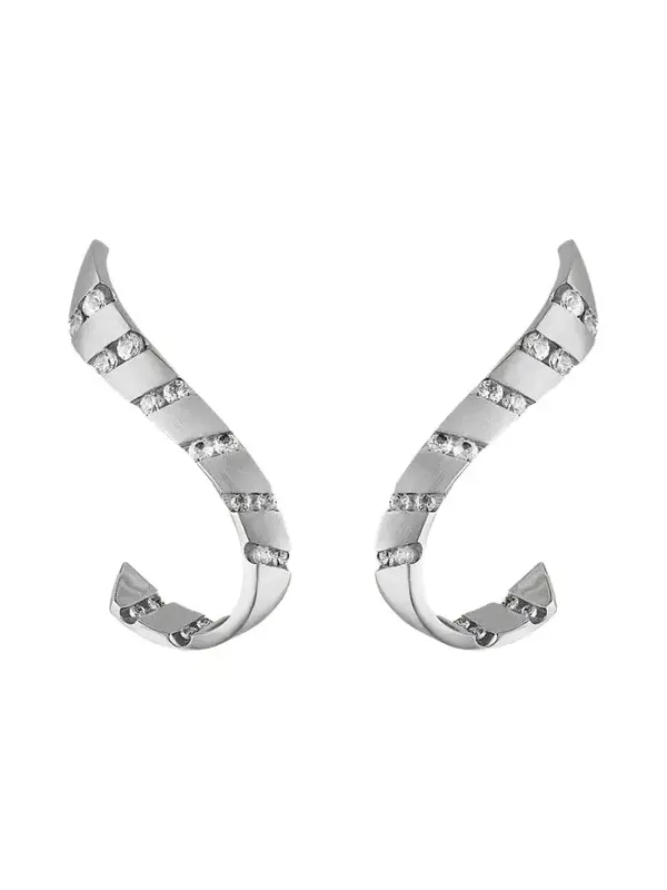 Nexus 18K White Gold Alternating Diamond Cuff Earring, Single, Left Side Nexus 18K White Gold Alternating Diamond Cuff Earring, Single, Left Side