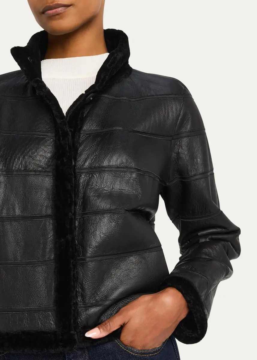 Gorski Reversible Textured Lamb Shearling Jacket | Thumbnail 5 Gorski Reversible Textured Lamb Shearling Jacket | Thumbnail 5
