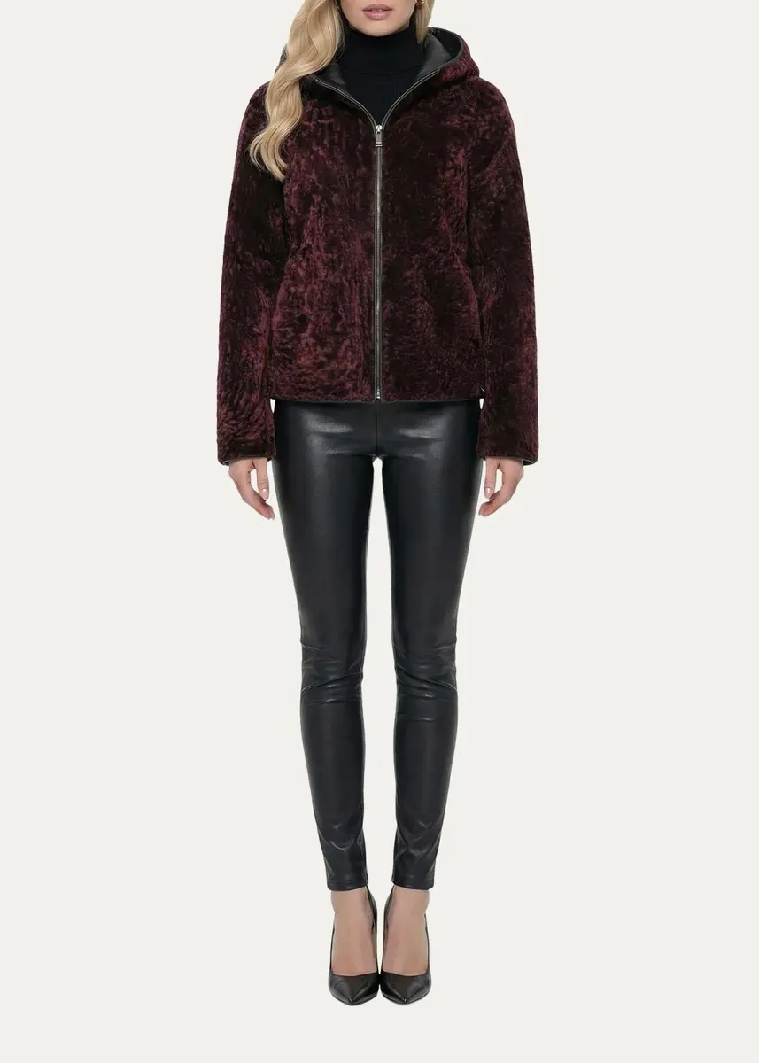 Gorski Textured Lamb Shearling Hooded Jacket | Thumbnail 2 Gorski Textured Lamb Shearling Hooded Jacket | Thumbnail 2