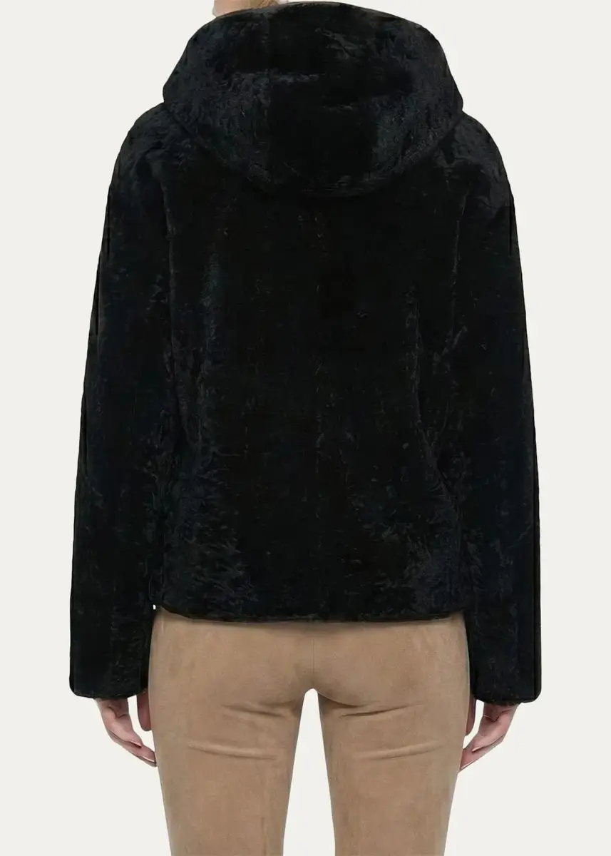 Gorski Textured Lamb Shearling Hooded Jacket | Thumbnail 6 Gorski Textured Lamb Shearling Hooded Jacket | Thumbnail 6