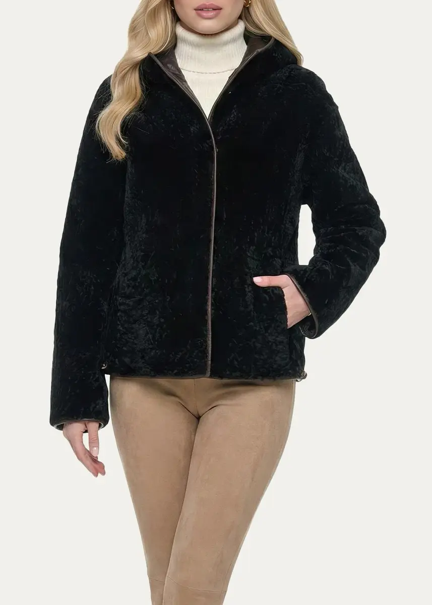 Gorski Textured Lamb Shearling Hooded Jacket | Thumbnail 7 Gorski Textured Lamb Shearling Hooded Jacket | Thumbnail 7