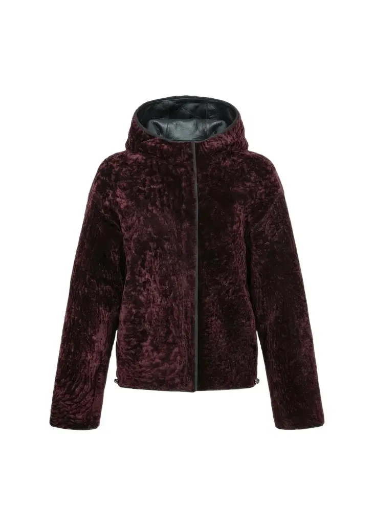 Gorski Textured Lamb Shearling Hooded Jacket