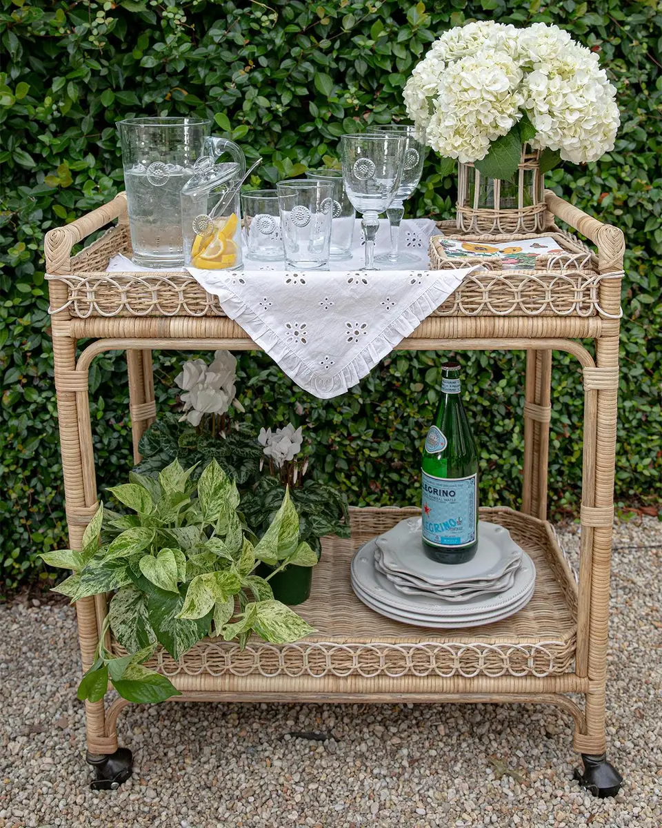 Juliska Provence Rattan Bar Cart | Thumbnail 5 Juliska Provence Rattan Bar Cart | Thumbnail 5