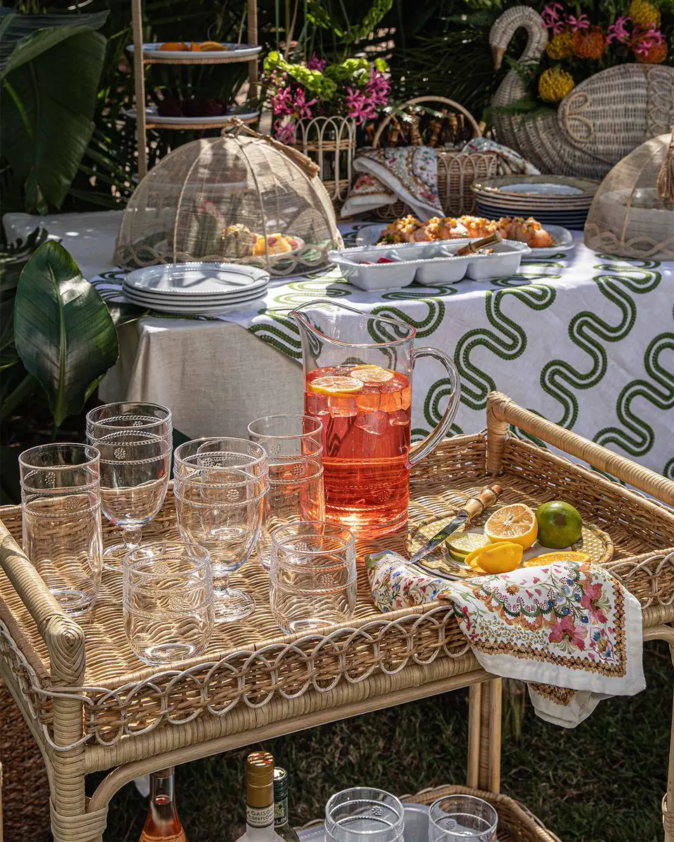 Juliska Provence Rattan Bar Cart | Thumbnail 7 Juliska Provence Rattan Bar Cart | Thumbnail 7