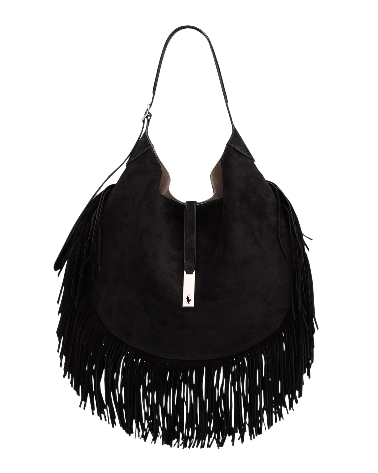 Polo ID Large Fringe Suede Shoulder Bag