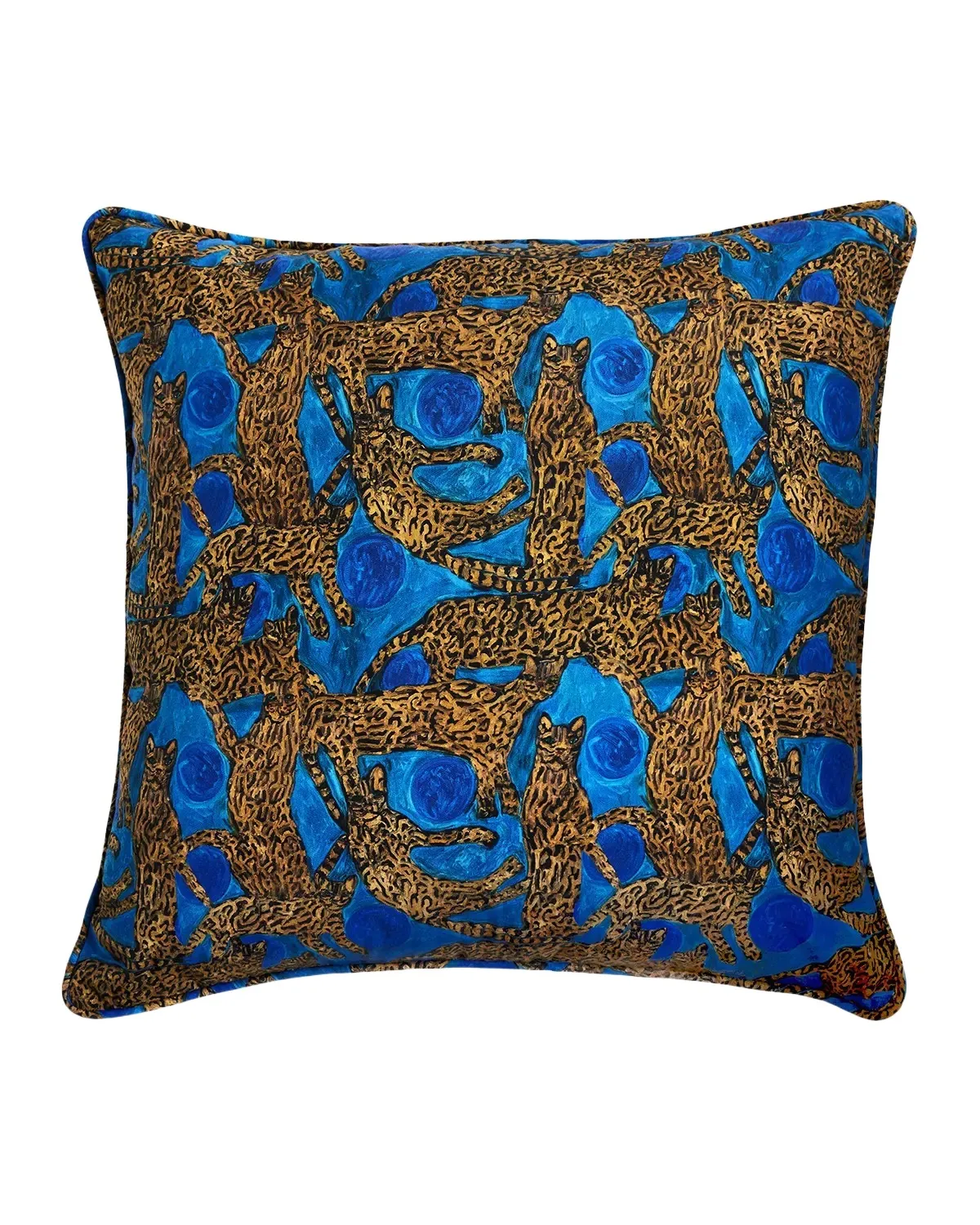 Hunt Slonem Ocelots & Blue Pearls Decorative Pillow, 22" Square