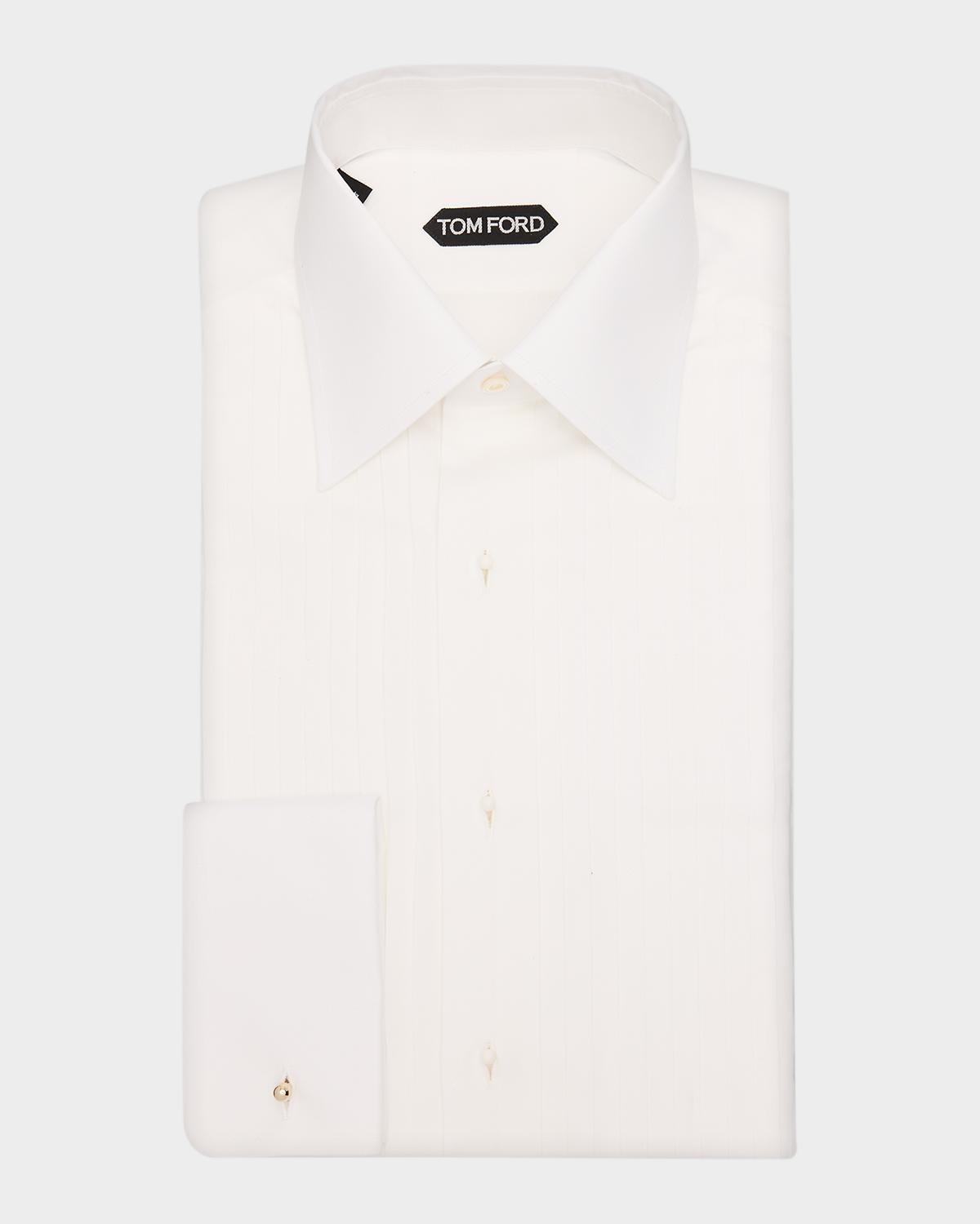 Tom Ford Men's French Cuff Pleated Dress Shirt
