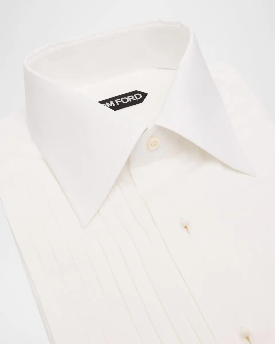 Tom Ford Men's French Cuff Pleated Dress Shirt | Thumbnail 2