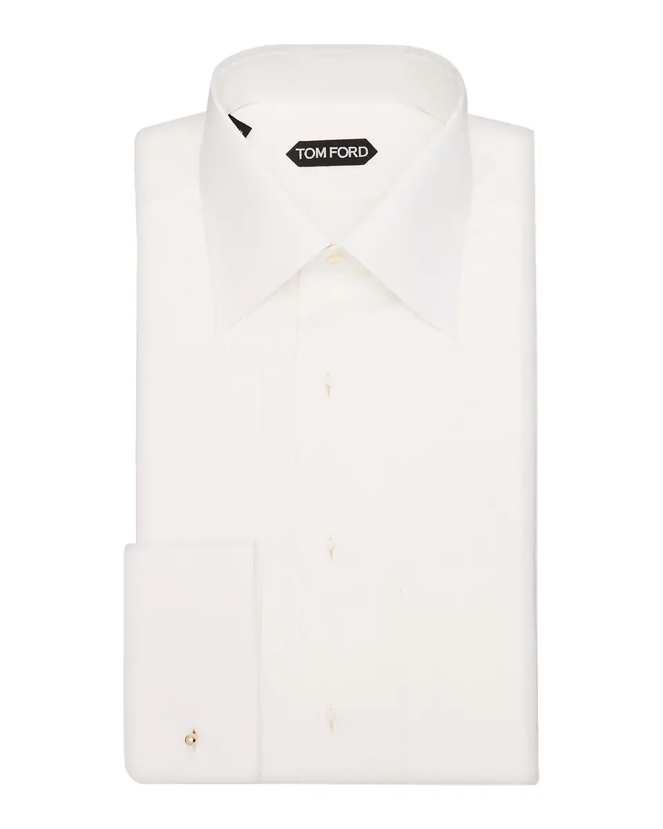 Tom Ford Men's French Cuff Pleated Dress Shirt | Thumbnail 3