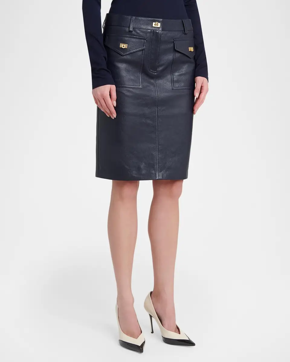 Ferragamo Nappa Leather Knee-Length Skirt | Thumbnail 4 Ferragamo Nappa Leather Knee-Length Skirt | Thumbnail 4