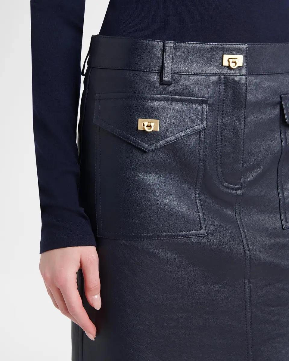 Ferragamo Nappa Leather Knee-Length Skirt | Thumbnail 5 Ferragamo Nappa Leather Knee-Length Skirt | Thumbnail 5