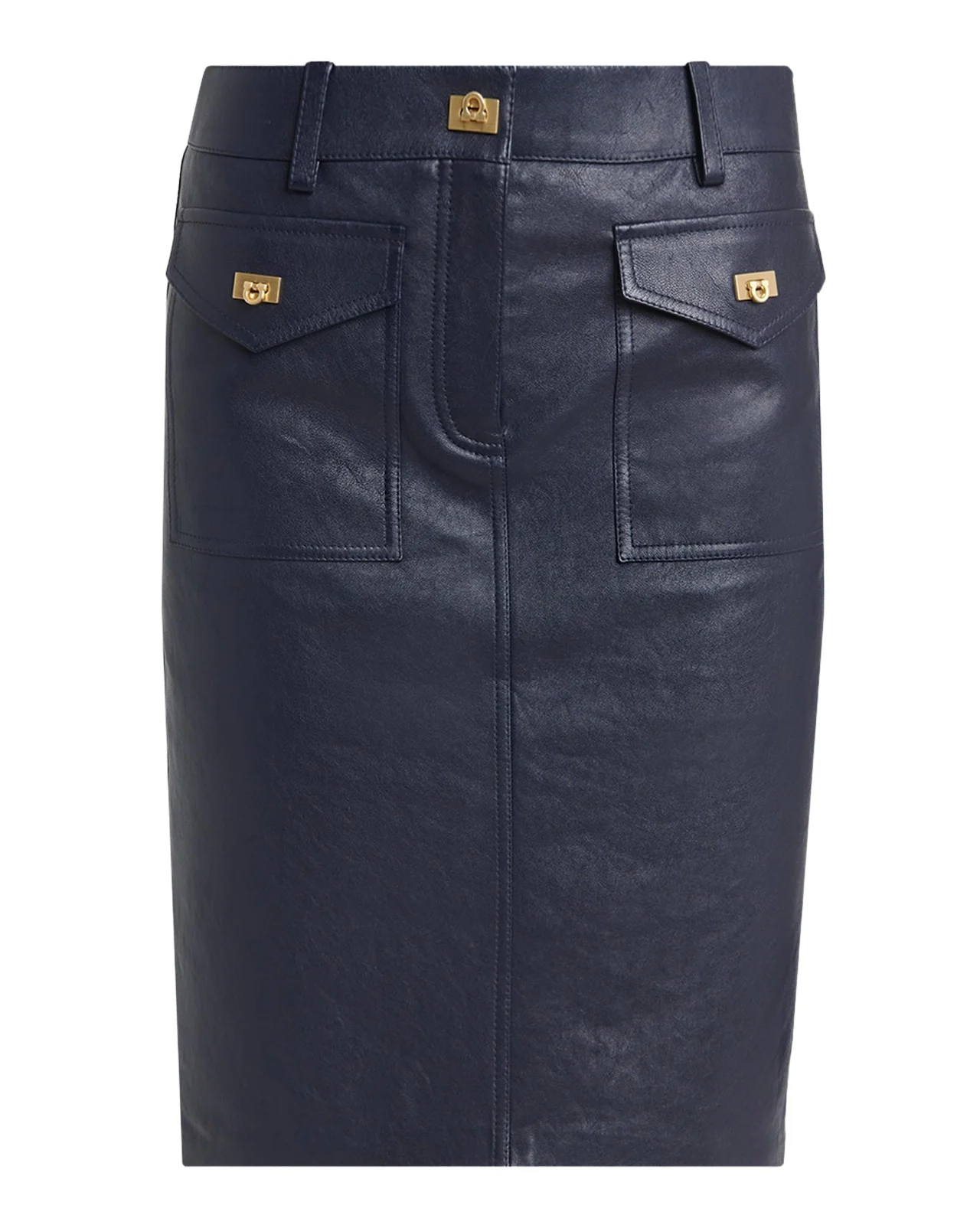 Ferragamo Nappa Leather Knee-Length Skirt