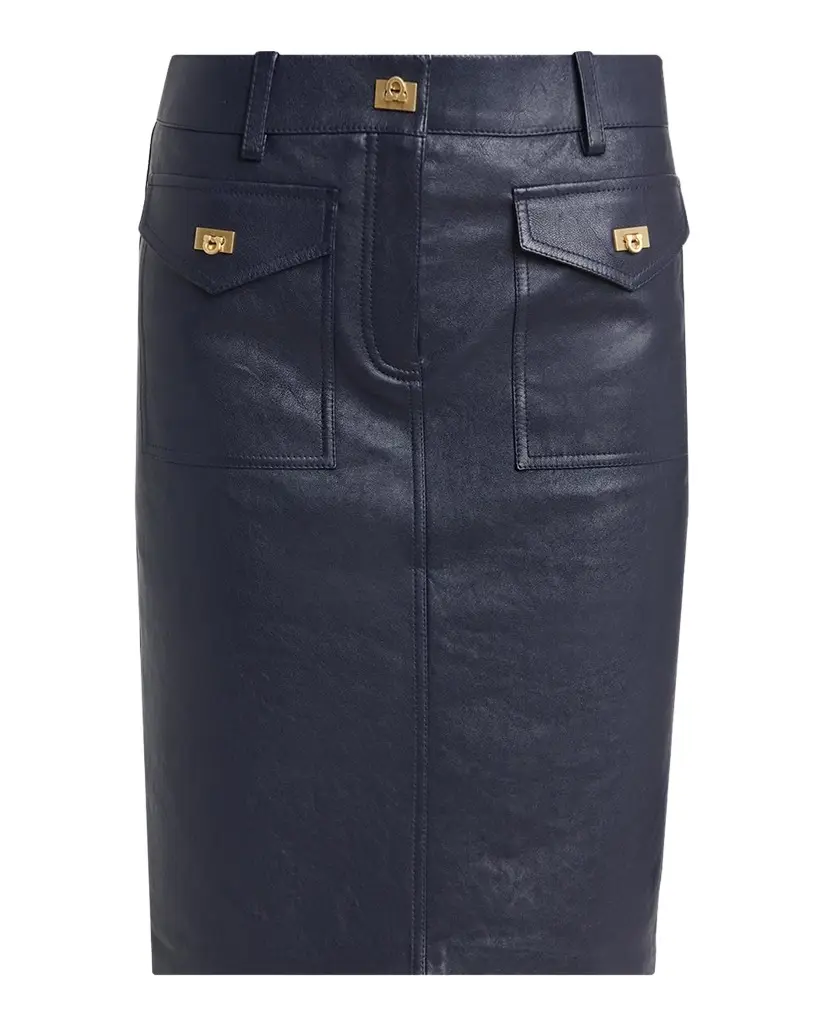 Nappa Leather Knee-Length Skirt Nappa Leather Knee-Length Skirt