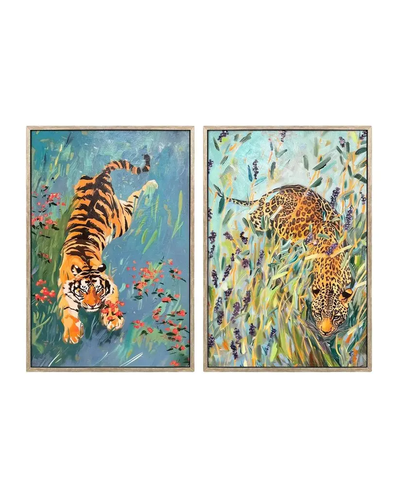 "Tiger/Leopard" Framed Giclees by Amanda Tsoukanelis, Set of 2 "Tiger/Leopard" Framed Giclees by Amanda Tsoukanelis, Set of 2