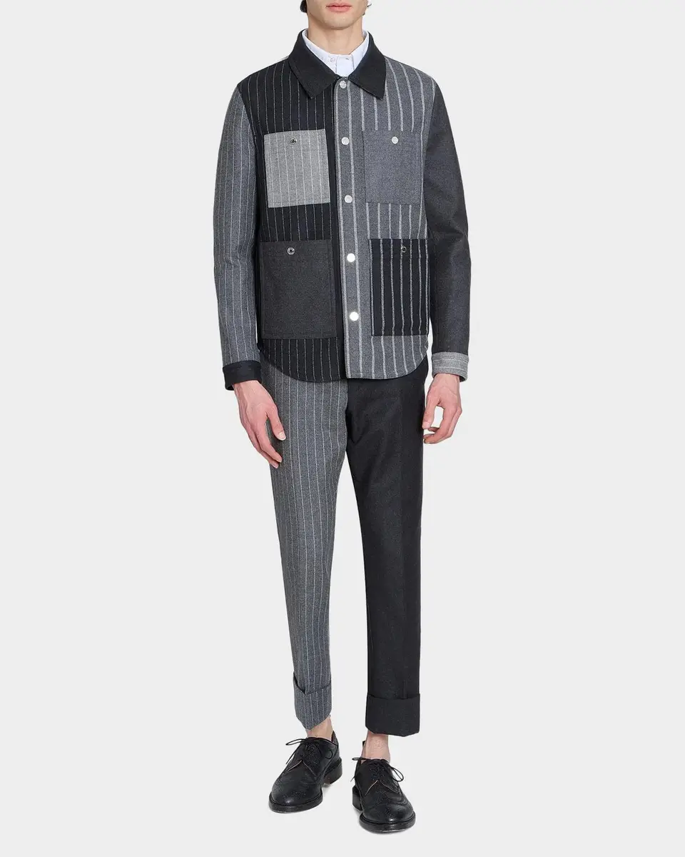 Thom Browne Men's Fit 1 Classic Backstrap Banker Stripe Flannel Trousers | Thumbnail 2 Thom Browne Men's Fit 1 Classic Backstrap Banker Stripe Flannel Trousers | Thumbnail 2