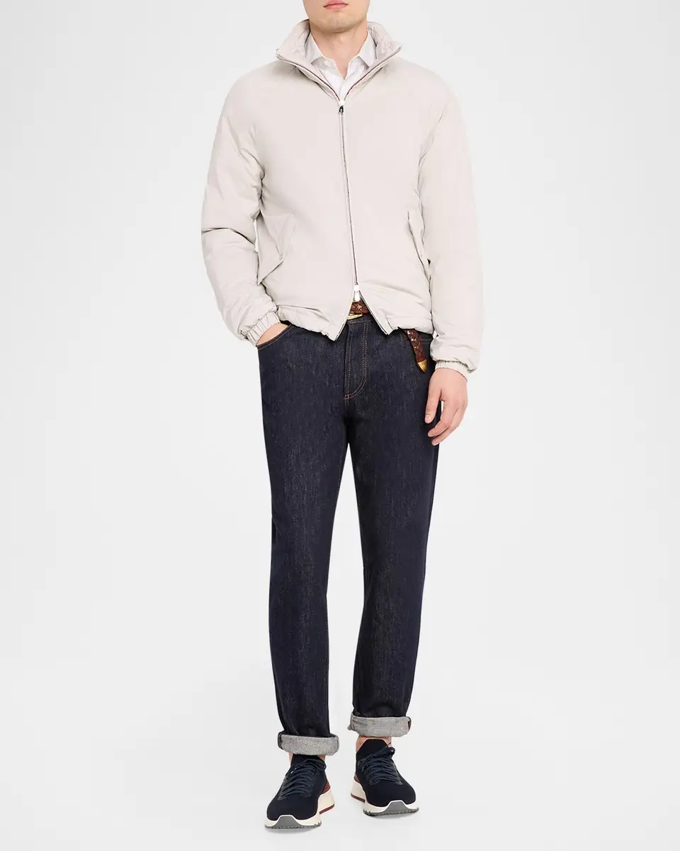 Brunello Cucinelli Men's Thermor Stand Collar Full-Zip Jacket | Thumbnail 2 Brunello Cucinelli Men's Thermor Stand Collar Full-Zip Jacket | Thumbnail 2