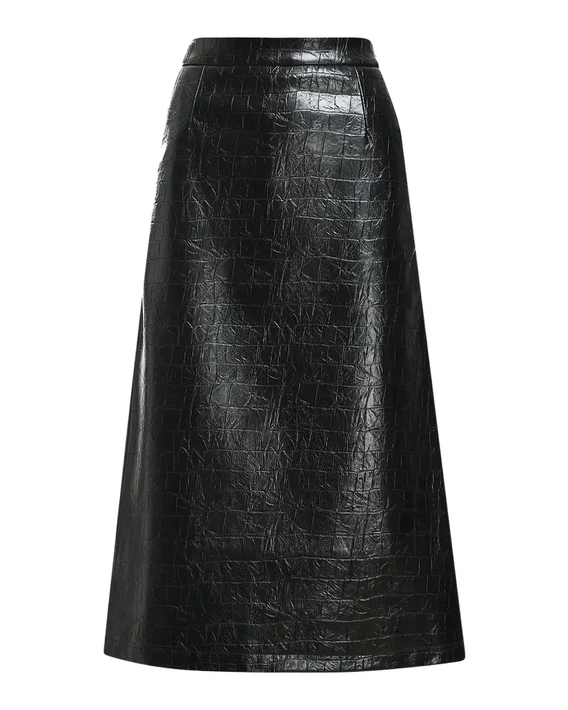 Kind Faux Leather Midi Skirt