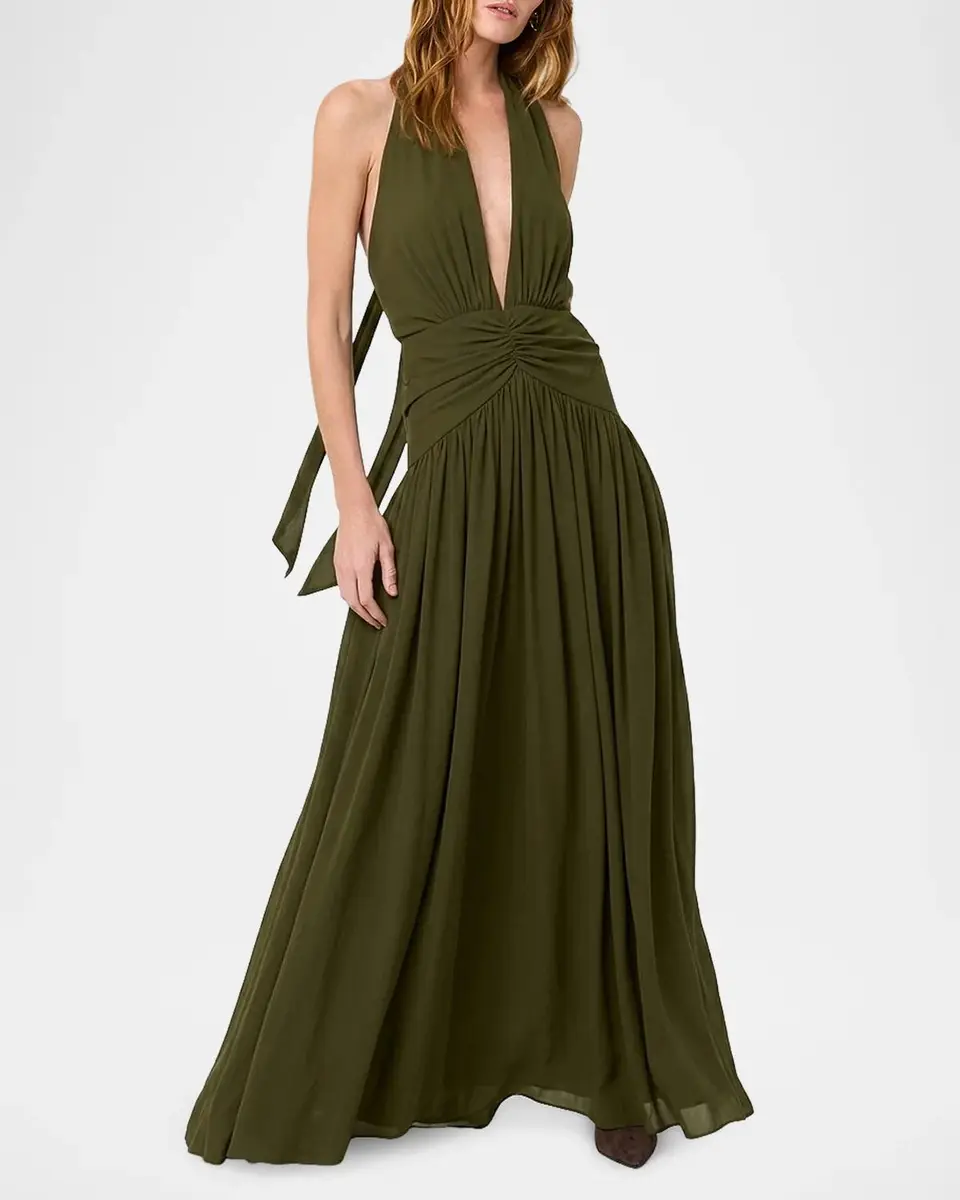 NICHOLAS Arella Plunging Halter Maxi Dress | Thumbnail 2 NICHOLAS Arella Plunging Halter Maxi Dress | Thumbnail 2