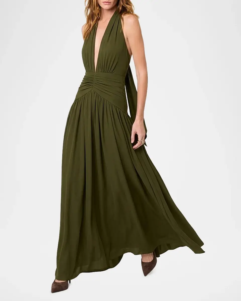 NICHOLAS Arella Plunging Halter Maxi Dress | Thumbnail 4 NICHOLAS Arella Plunging Halter Maxi Dress | Thumbnail 4