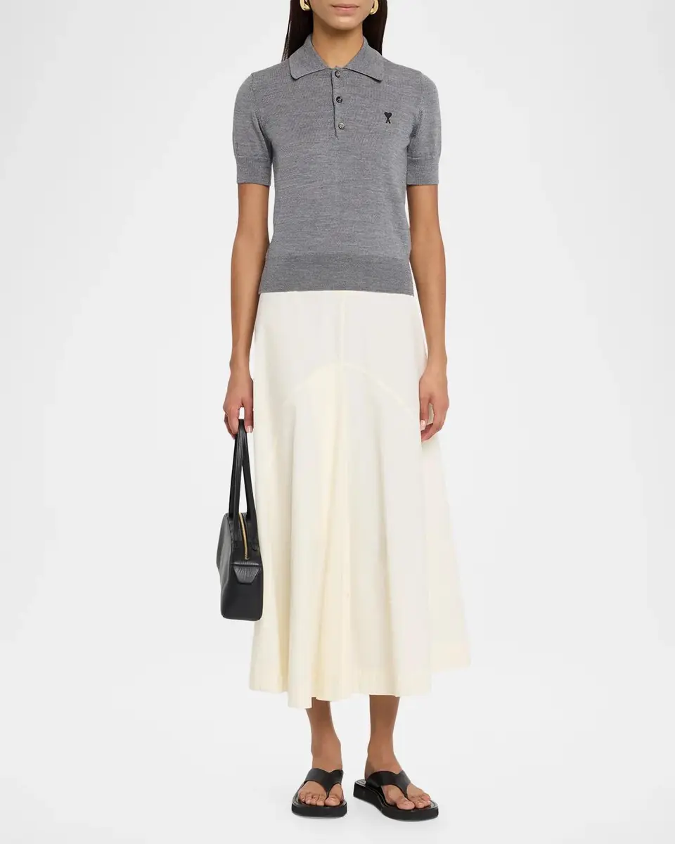 AMI PARIS Ami De Coeur Wool Polo Top | Thumbnail 2 AMI PARIS Ami De Coeur Wool Polo Top | Thumbnail 2