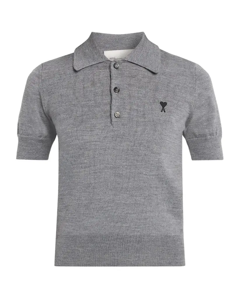 AMI PARIS Ami De Coeur Wool Polo Top