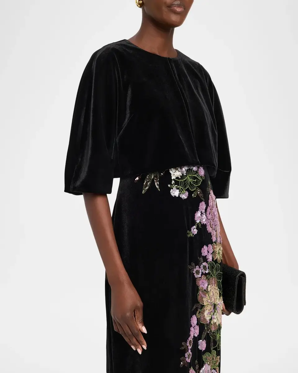 Rickie Freeman for Teri Jon Cropped Velvet Bolero | Thumbnail 4 Rickie Freeman for Teri Jon Cropped Velvet Bolero | Thumbnail 4