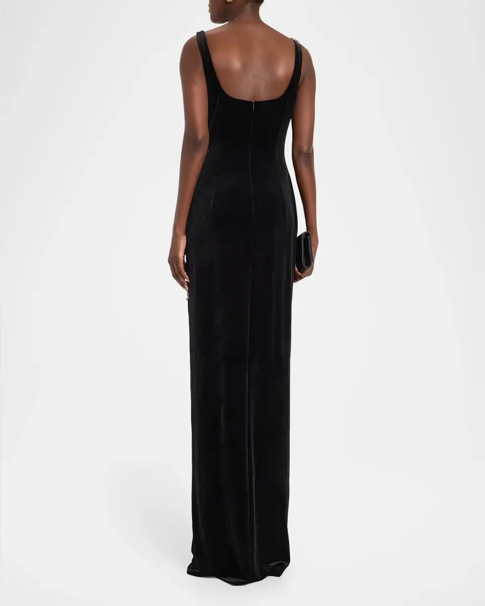 Rickie Freeman for Teri Jon Sequin Floral Velvet Column Gown | Thumbnail 3 Rickie Freeman for Teri Jon Sequin Floral Velvet Column Gown | Thumbnail 3