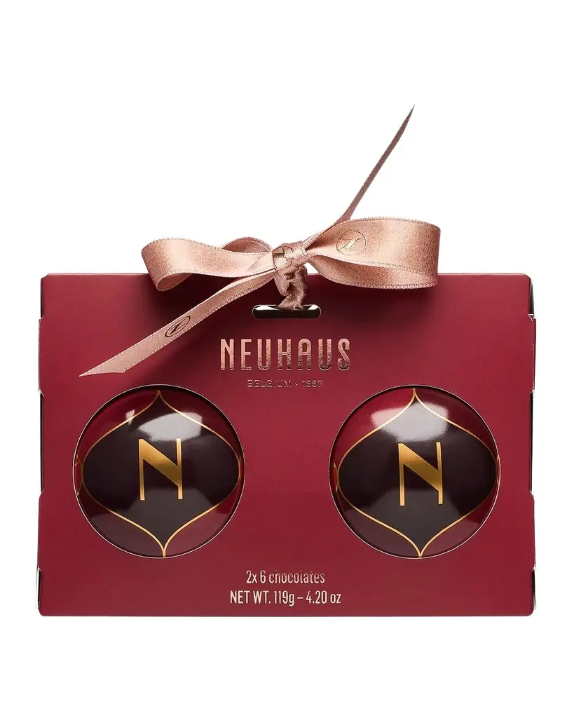 Neuhaus Chocolate 6-Piece Chocolates in Christmas Ornaments, 2 Count