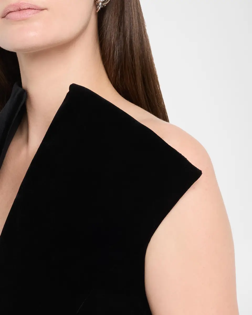 Brandon Maxwell Farren Asymmetric Velvety Maxi Dress | Thumbnail 5 Brandon Maxwell Farren Asymmetric Velvety Maxi Dress | Thumbnail 5