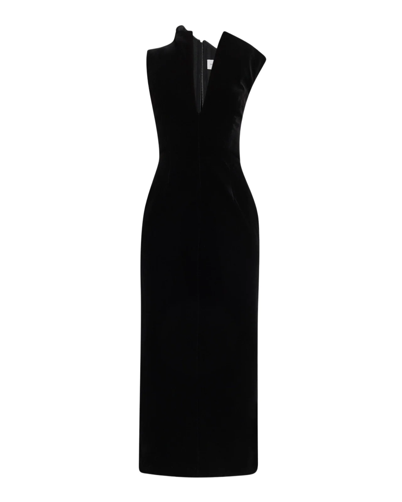 Brandon Maxwell Farren Asymmetric Velvety Maxi Dress
