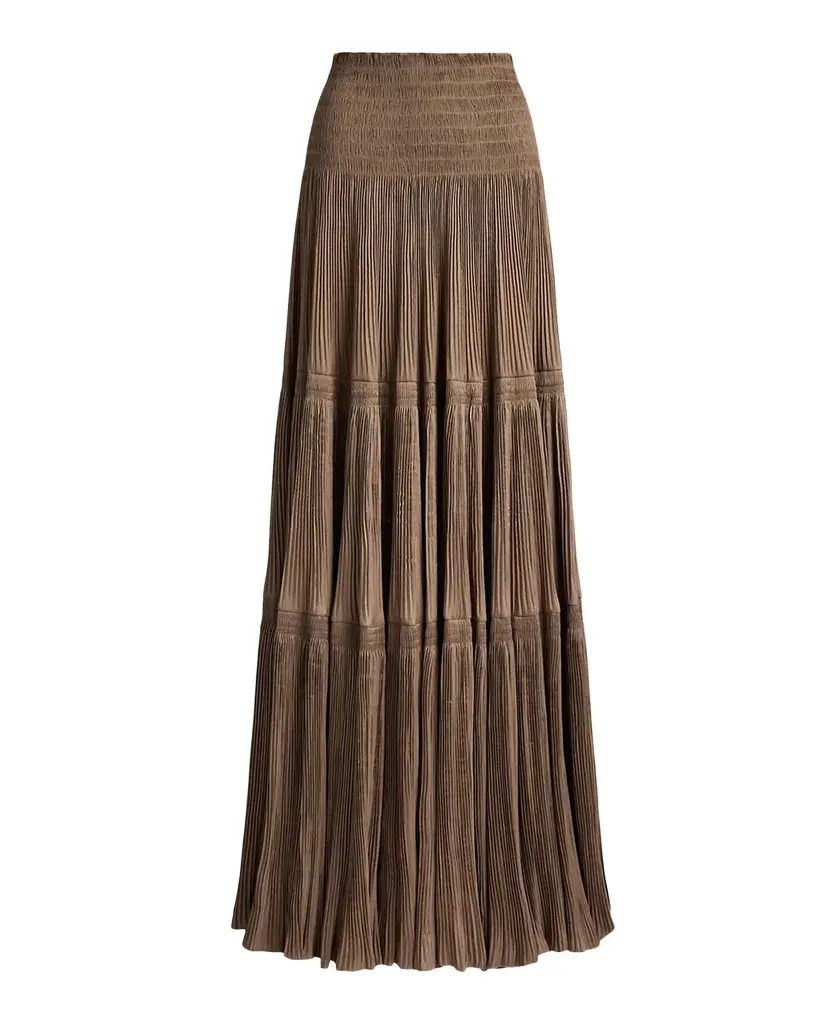 Ralph Lauren Collection Adeena Pleated Lamé Maxiskirt