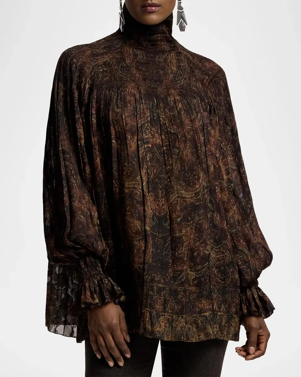 Ralph Lauren Collection Maddison Paisley Fil Coupé Top | Thumbnail 4
