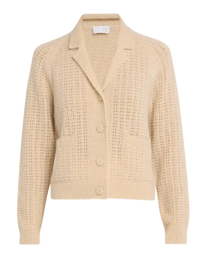 TSE Cashmere Cashmere Pointelle-Knit Cardigan