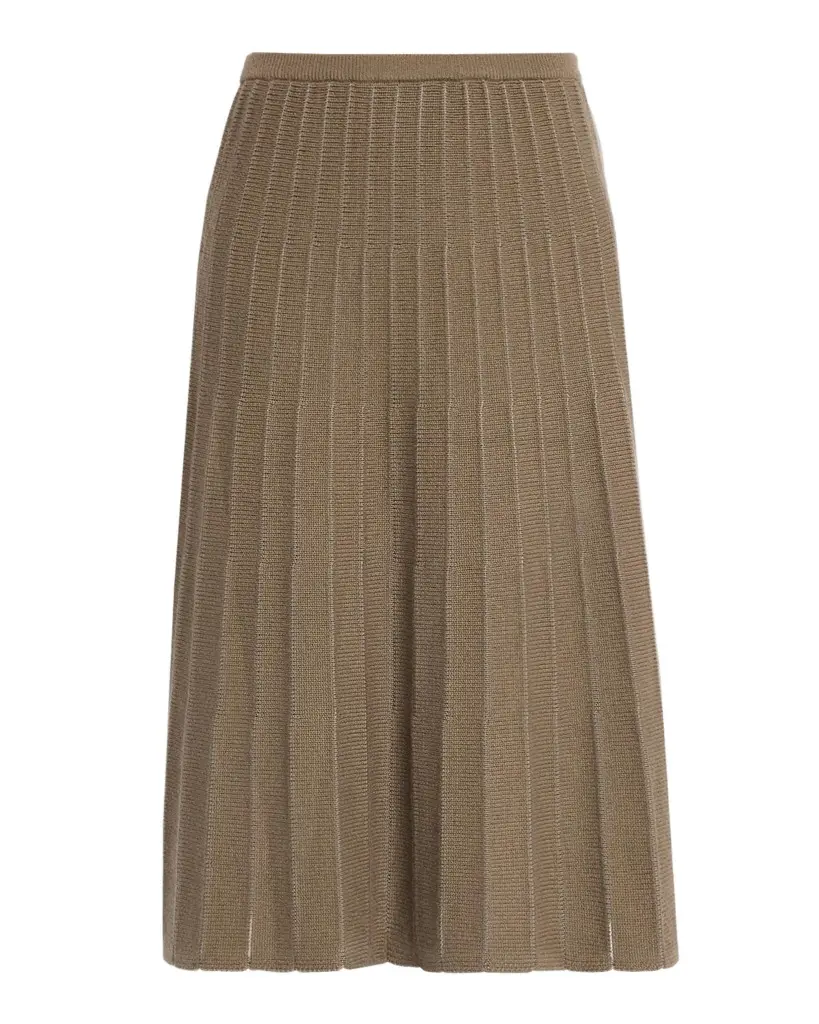 TSE Cashmere Sheer Pinstripe A-Line Midi Skirt