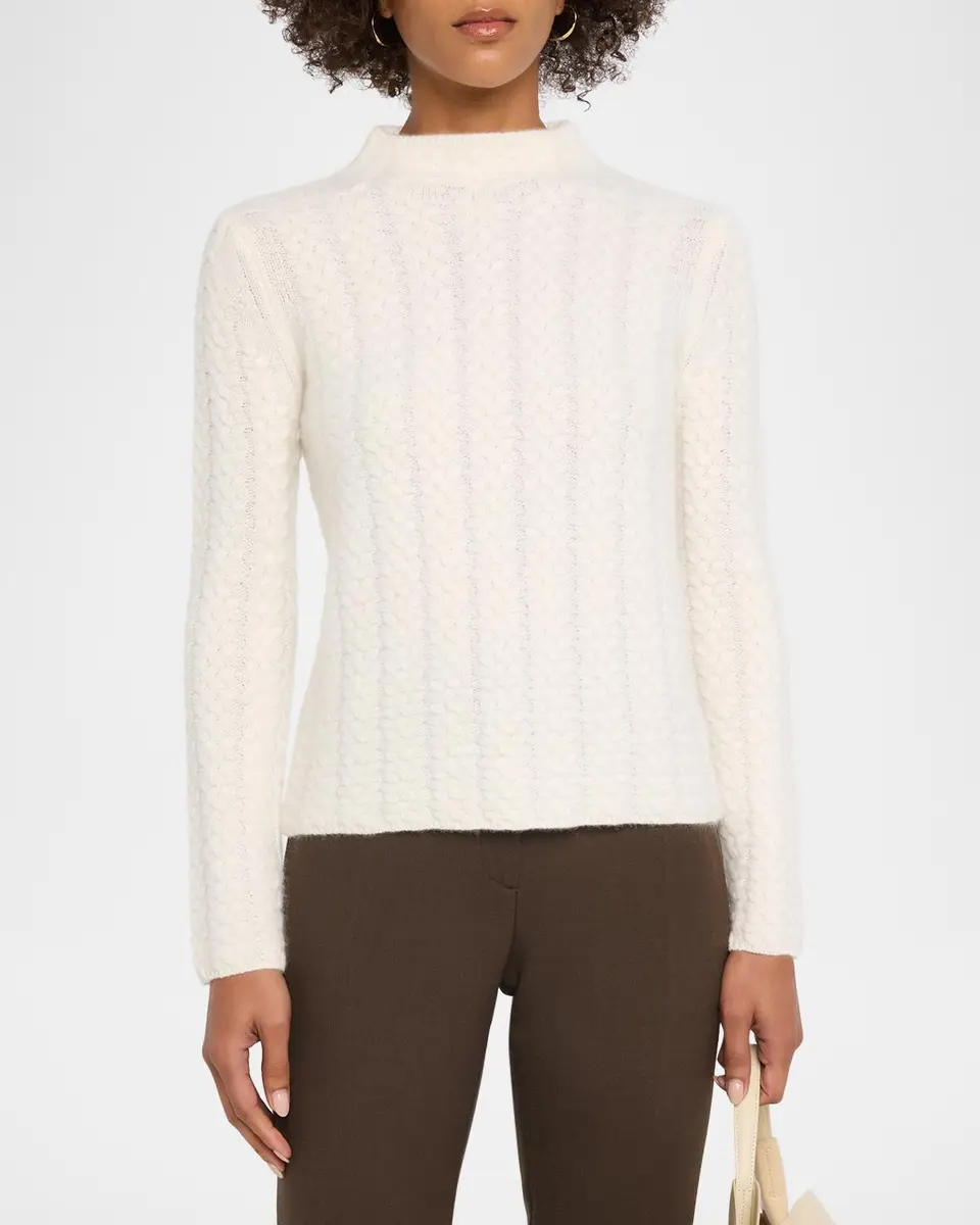 TSE Cashmere Cashmere Cable-Stitch Mock Turtleneck Sweater | Thumbnail 4 TSE Cashmere Cashmere Cable-Stitch Mock Turtleneck Sweater | Thumbnail 4