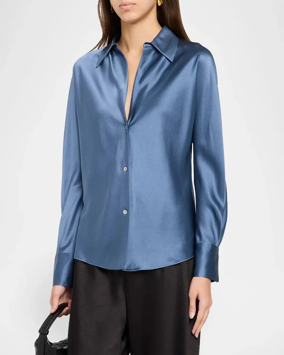 Vince Bias Silk Long-Sleeve Blouse | Thumbnail 4 Vince Bias Silk Long-Sleeve Blouse | Thumbnail 4