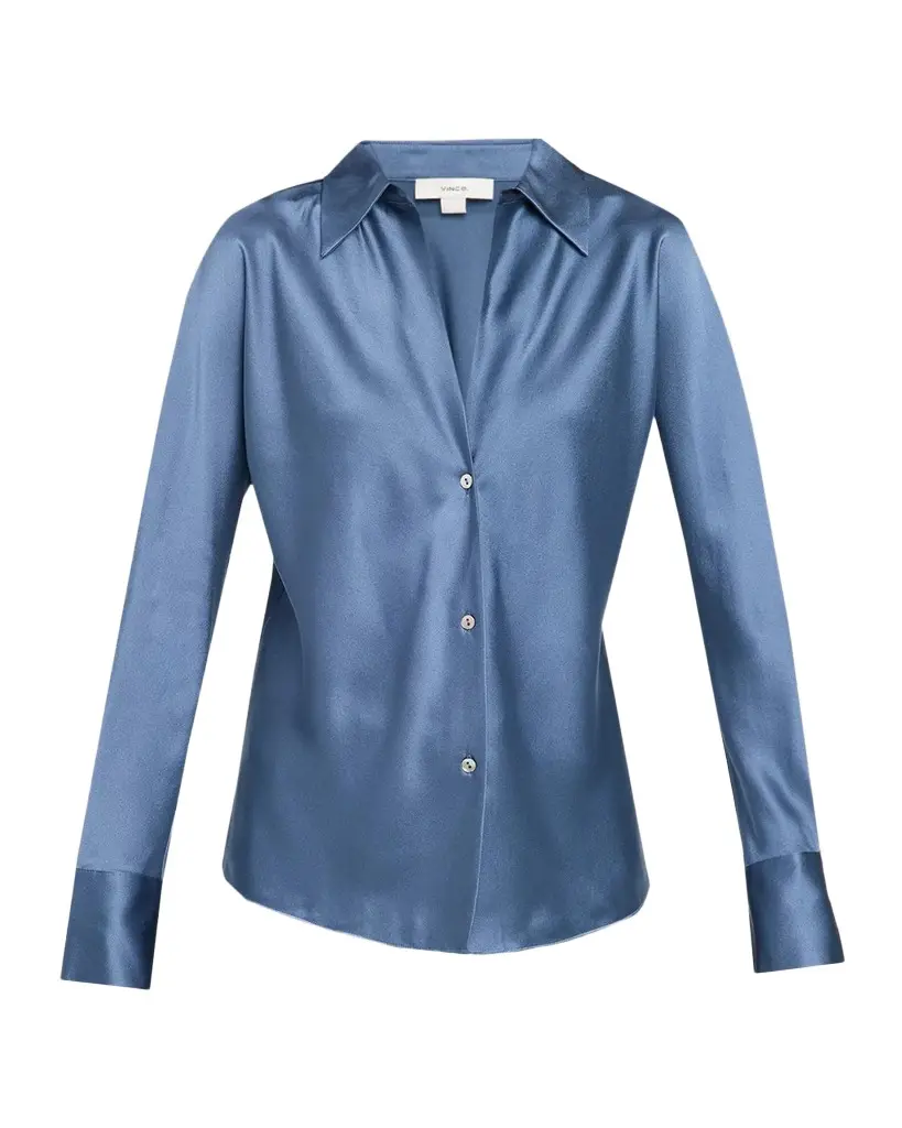 Bias Silk Long-Sleeve Blouse