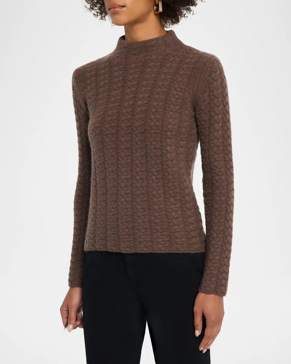 TSE Cashmere Cashmere Cable-Stitch Mock Turtleneck Sweater | Thumbnail 4 TSE Cashmere Cashmere Cable-Stitch Mock Turtleneck Sweater | Thumbnail 4