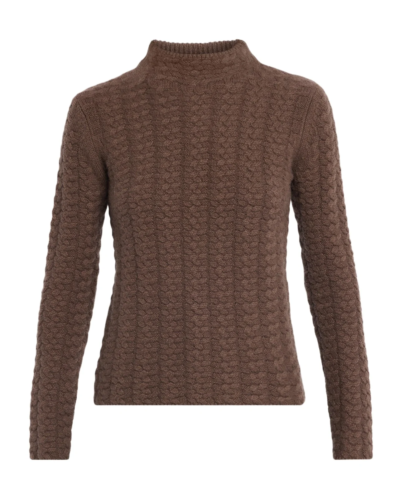 Cashmere Cable-Stitch Mock Turtleneck Sweater