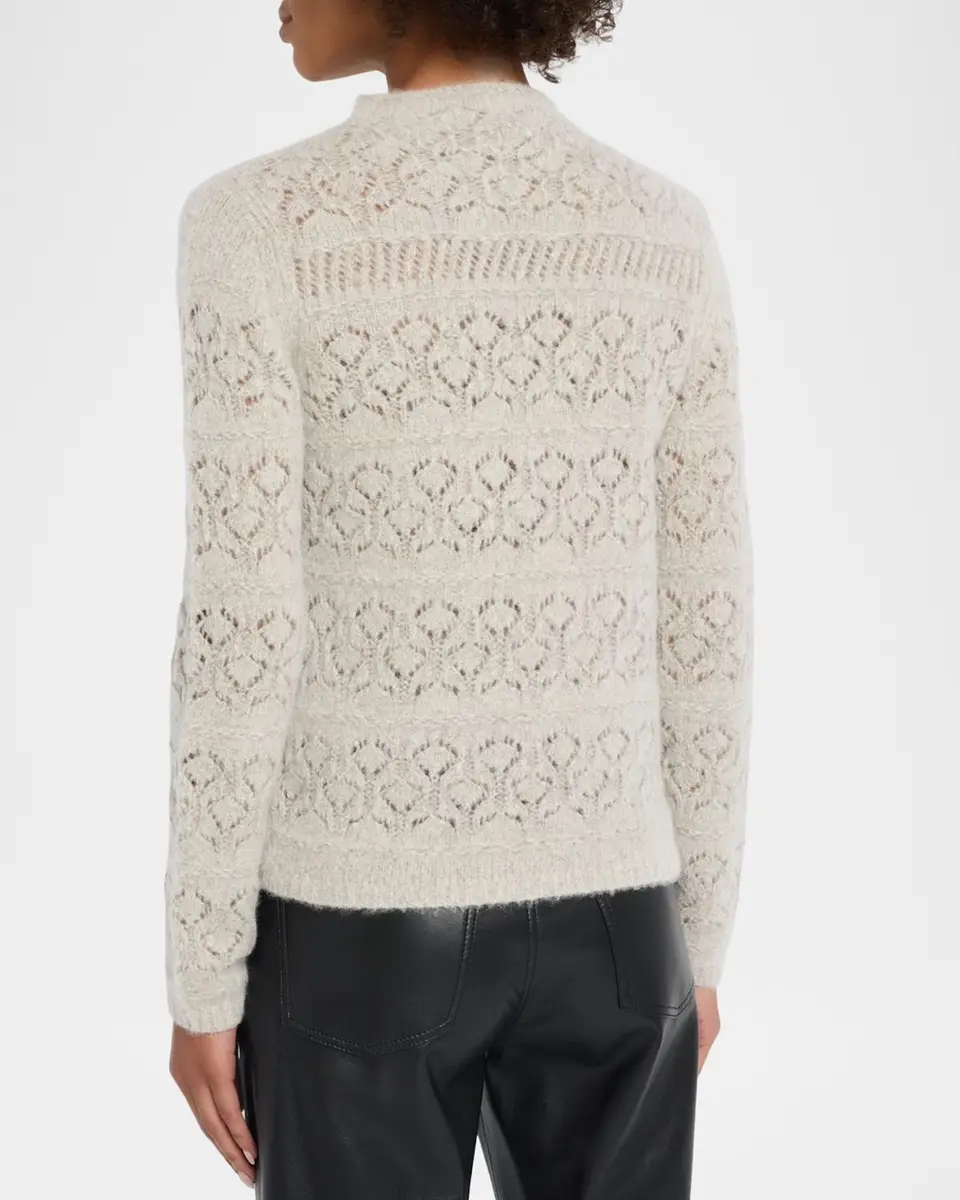 TSE Cashmere Cashmere Pointelle-Knit Mock Turtleneck Sweater | Thumbnail 3
