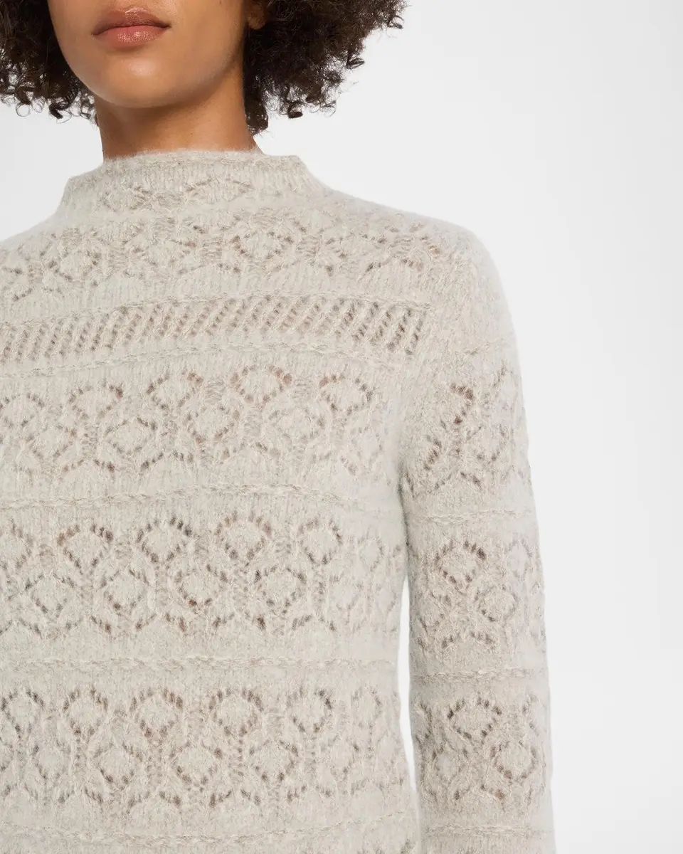 TSE Cashmere Cashmere Pointelle-Knit Mock Turtleneck Sweater | Thumbnail 5