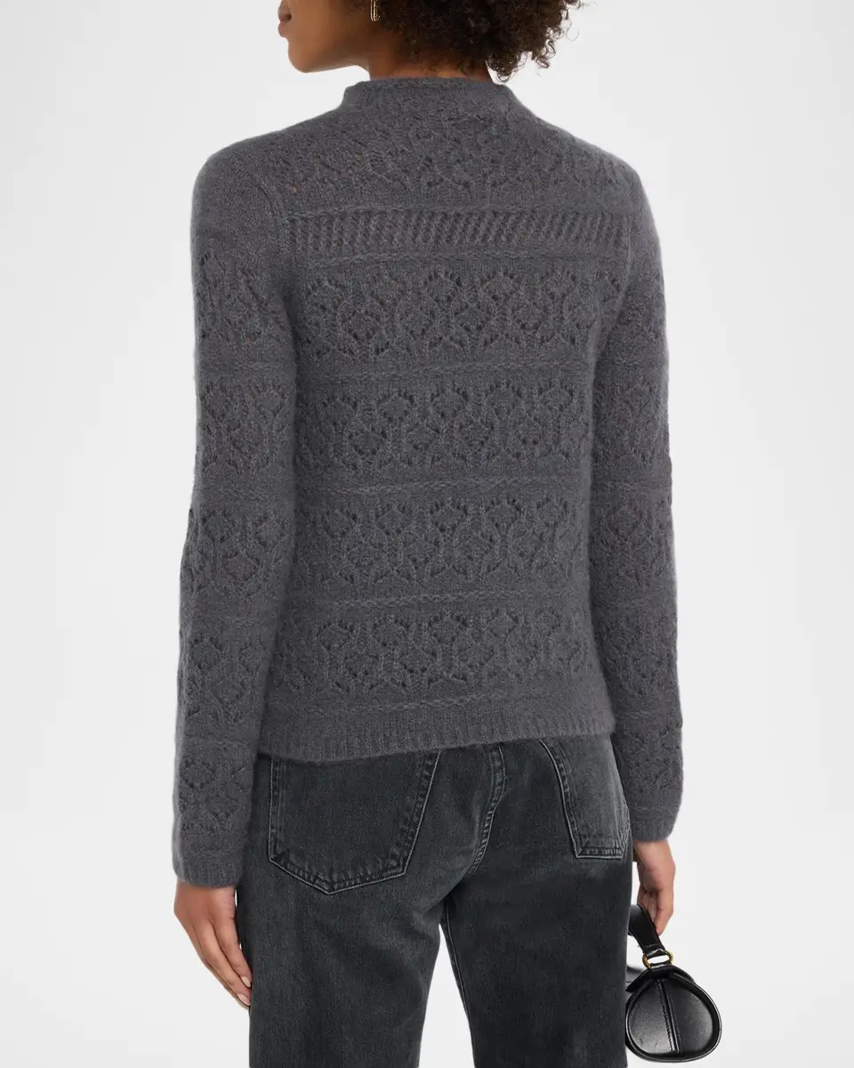TSE Cashmere Cashmere Pointelle-Knit Mock Turtleneck Sweater | Thumbnail 3 TSE Cashmere Cashmere Pointelle-Knit Mock Turtleneck Sweater | Thumbnail 3