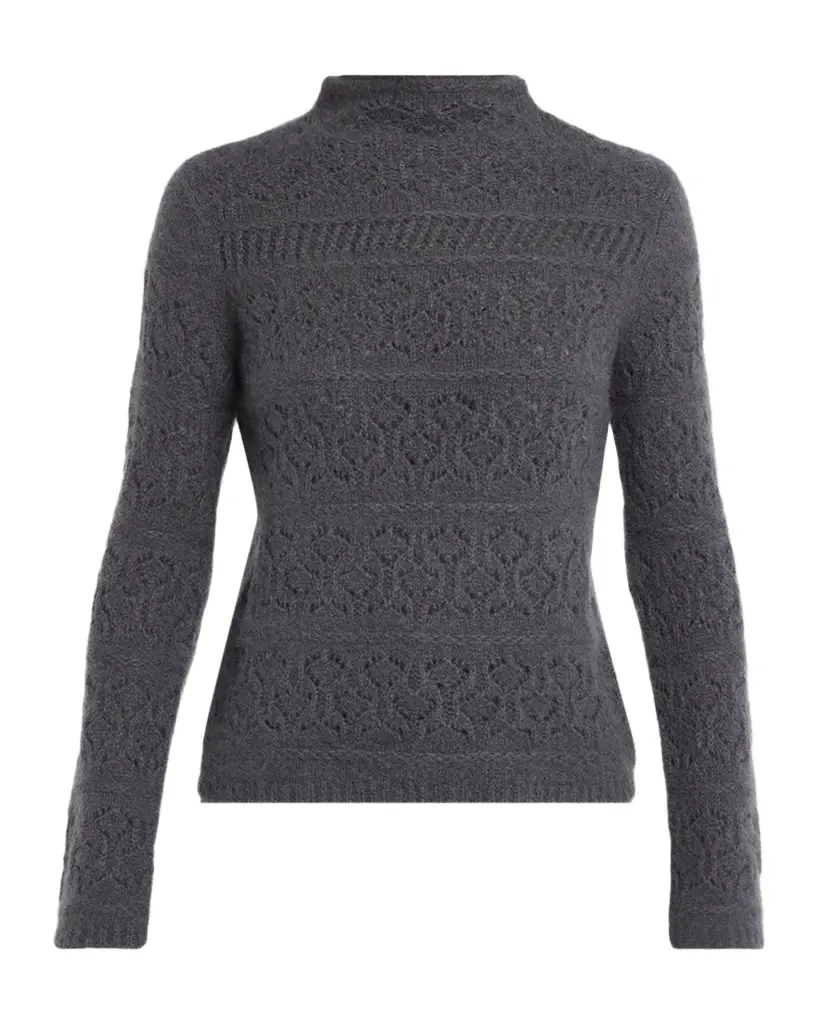 Cashmere Pointelle-Knit Mock Turtleneck Sweater Cashmere Pointelle-Knit Mock Turtleneck Sweater