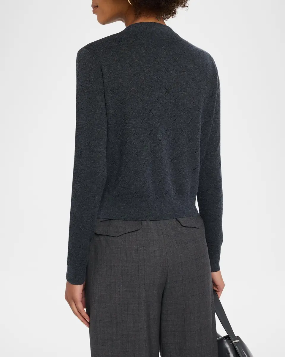 TSE Cashmere Cashmere Pointelle-Knit Crewneck Cardigan | Thumbnail 3 TSE Cashmere Cashmere Pointelle-Knit Crewneck Cardigan | Thumbnail 3