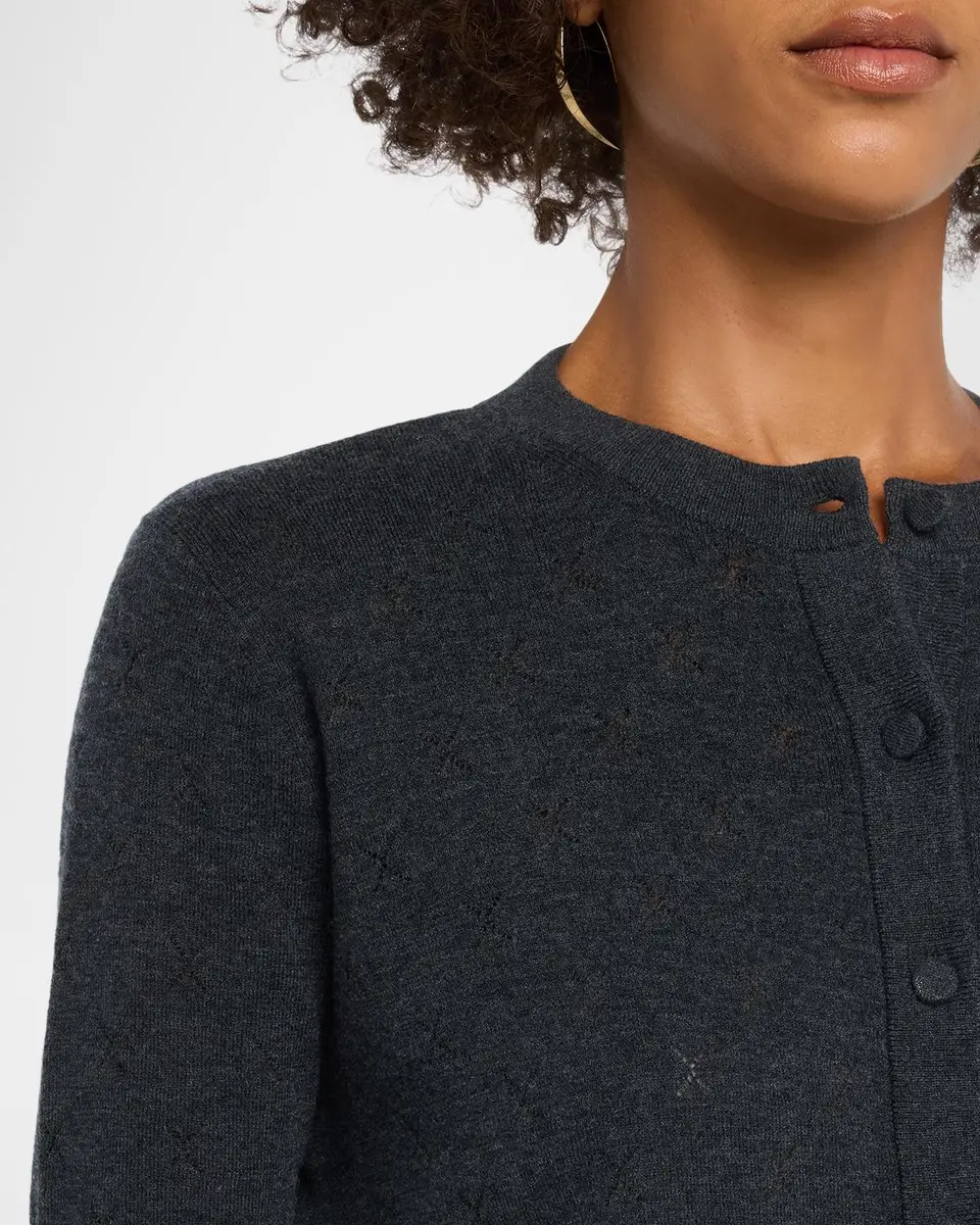 TSE Cashmere Cashmere Pointelle-Knit Crewneck Cardigan | Thumbnail 5 TSE Cashmere Cashmere Pointelle-Knit Crewneck Cardigan | Thumbnail 5