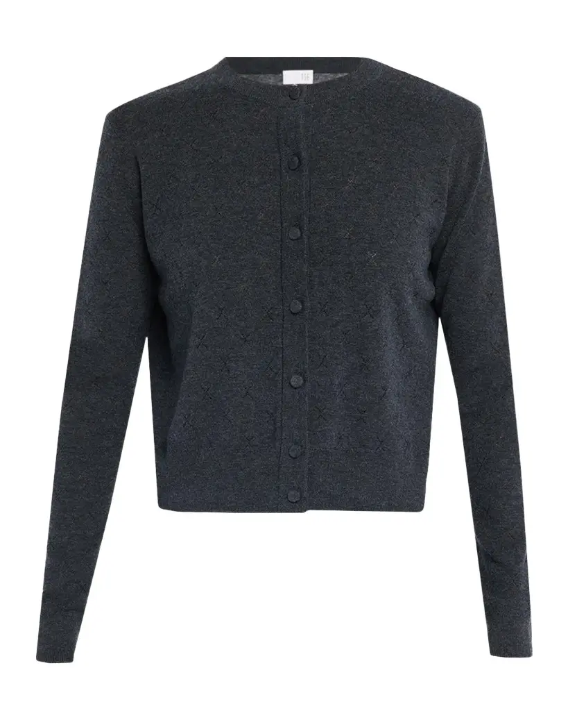 TSE Cashmere Cashmere Pointelle-Knit Crewneck Cardigan