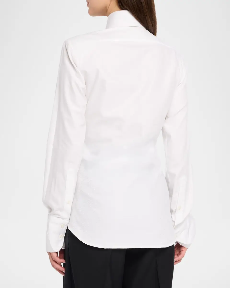 Sergio Hudson Standard Collar Long-Sleeve Cotton Shirt | Thumbnail 3 Sergio Hudson Standard Collar Long-Sleeve Cotton Shirt | Thumbnail 3