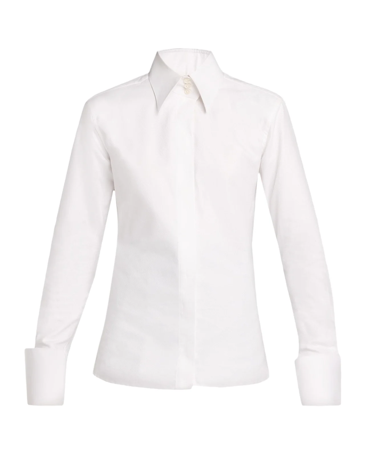 Sergio Hudson Standard Collar Long-Sleeve Cotton Shirt